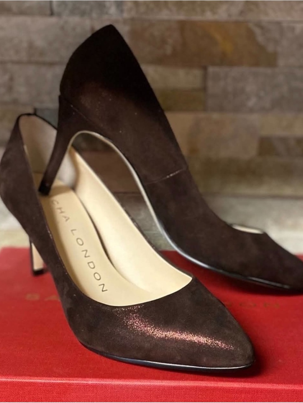 Sacha London Dark Brown Suede Pointed Toe Pumps